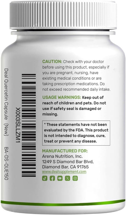 DEAL SUPPLEMENT Quercetin 1,000mg Per Serving, 300 Capsules – Healthy Immune Support Supplements, High Bioavailable Flavonoids, Natural Antioxidant – Non-GMO, Soy Free, No Gluten