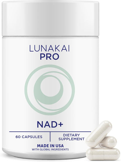 Lunakai USA Made Dual-Pathway NAD+ Formula with NR & Resveratrol – Natural NAD Supplement for Women & Men – Healthy Aging & Cellular Health Support, 60ct