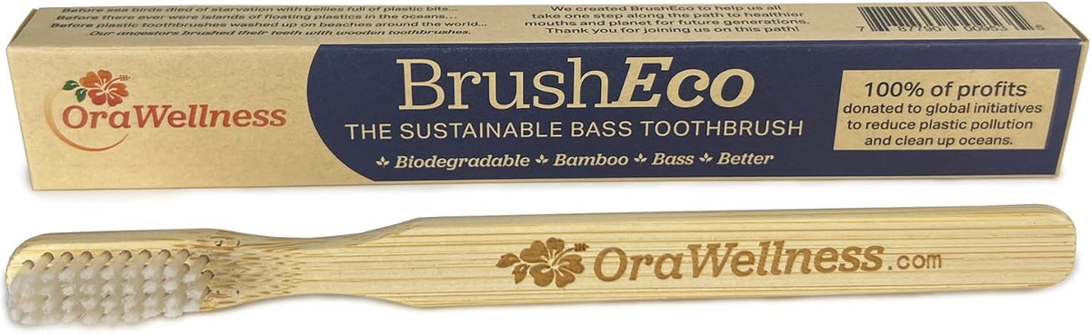 OraWellness Nut Free Healthy Mouth Blend Tooth Oil + BrushEco Bamboo Toothbrush with 4 Rows