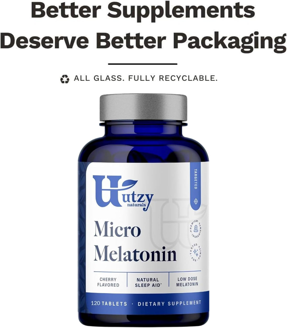 Utzy Naturals Micro Melatonin for Kids & Adults | Low Dose | 120 Tablets