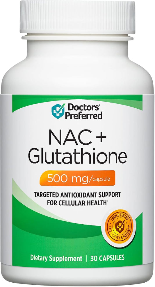 DOCTORS' PREFERRED N-Acetyl L-Cysteine (NAC) + Glutathione | 30 Capsules | Antioxidant Support