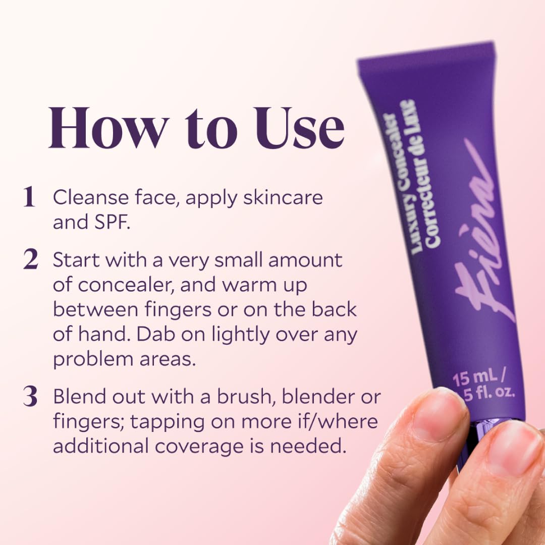 Fièra Luxury Concealer & Foundation with Anti-Aging Ingredients - Full Coverage for Dark Circles, Wrinkles, Fine Lines, and Spots, All-Day Wear For Mature Skin - Sand, 0.5 FL. OZ. / 15 ML