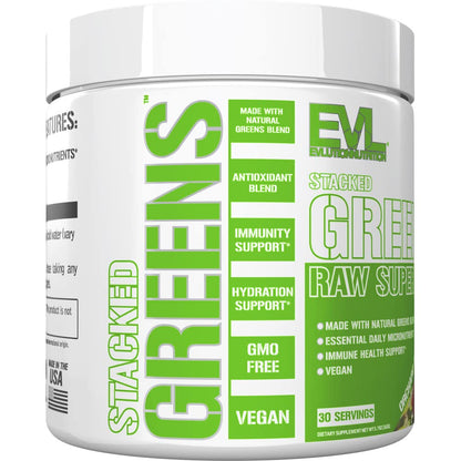 Evlution Greens and Superfoods Energy Drink Powder - EVL Super Greens Powder Smoothie Mix with Caffeine Spirulina Chlorella and Wheat Grass - Vegan - for Energy Focus and Immunity