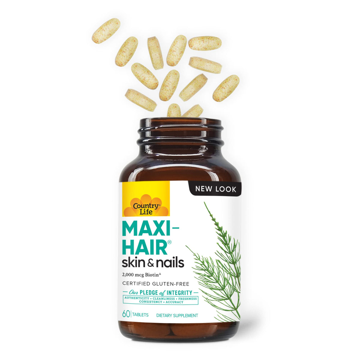 Country Life Maxi-Hair with 2000mcg of Biotin, Nourishes Hair, Skin and Nails 60 Tablets