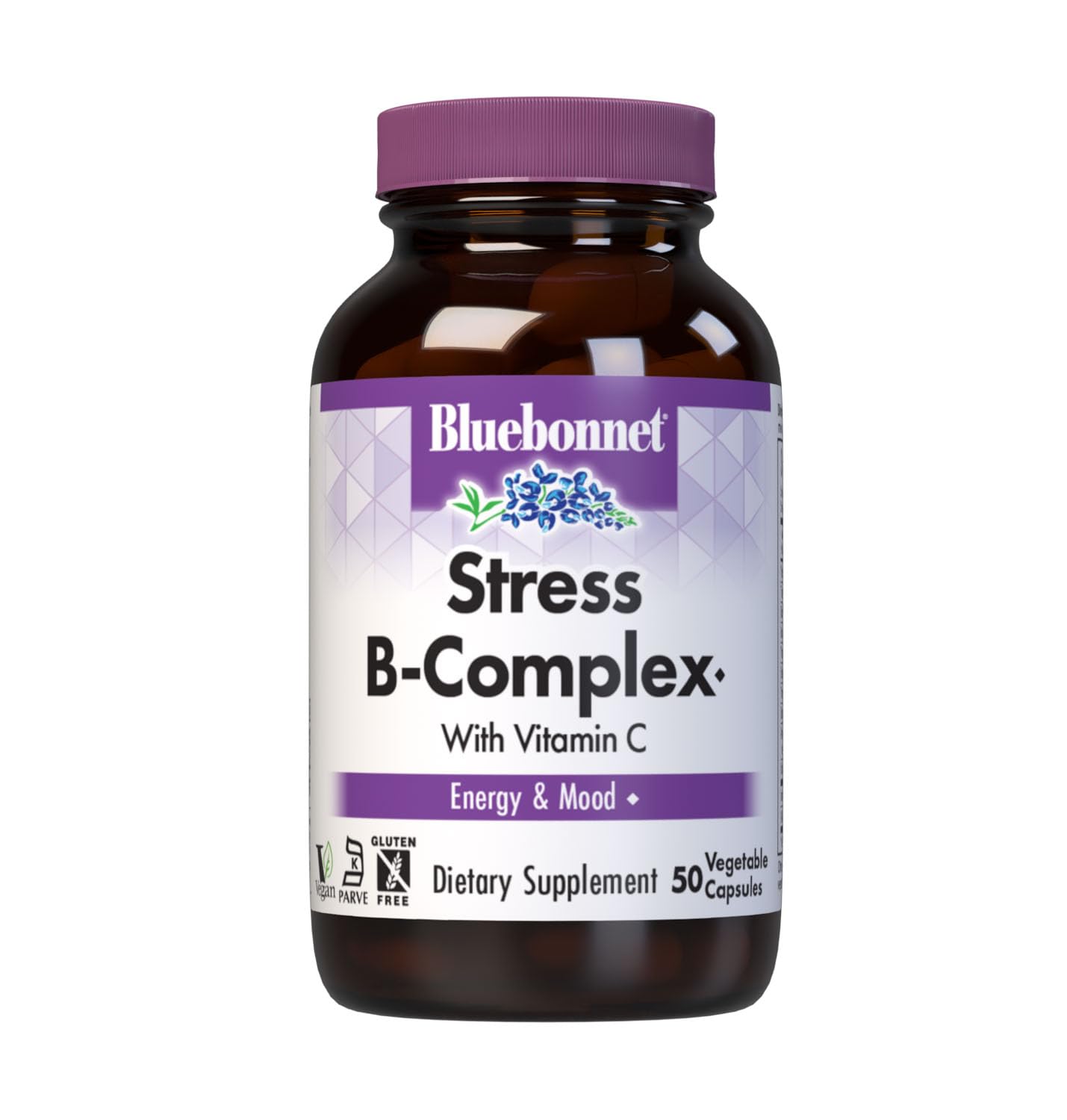 Bluebonnet Nutrition Stress Relief B Complex Vegetable Capsules, Vitamin B6, B12, Biotin, Folate, Vegan, Gluten & Soy & Milk Free, Kosher, Unflavored, 100 Count