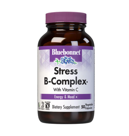 Bluebonnet Nutrition Stress Relief B Complex Vegetable Capsules, Vitamin B6, B12, Biotin, Folate, Vegan, Gluten & Soy & Milk Free, Kosher, Unflavored, 100 Count