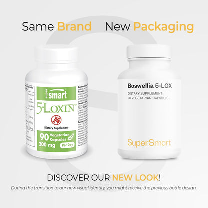 Supersmart - 5-Loxin 200mg per Day (Patented) - AKBA Supplement - 5-Loxin Boswellia Serrata Extract | Non-GMO & Gluten Free - 90 Vegetarian Capsules
