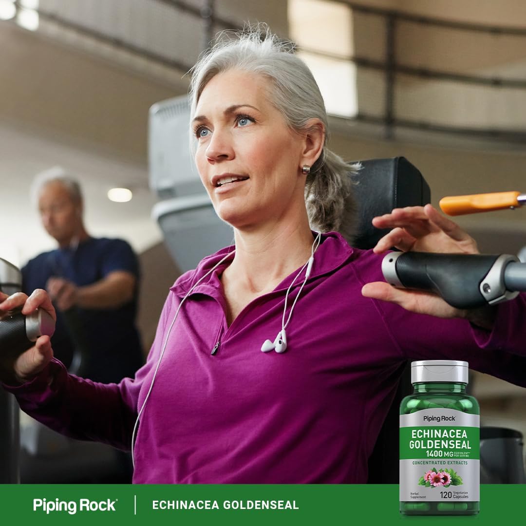 Piping Rock Echinacea Goldenseal Capsules | 120 Count | Concentrated Extract Supplement | Vegetarian, Non-GMO & Gluten Free Formula