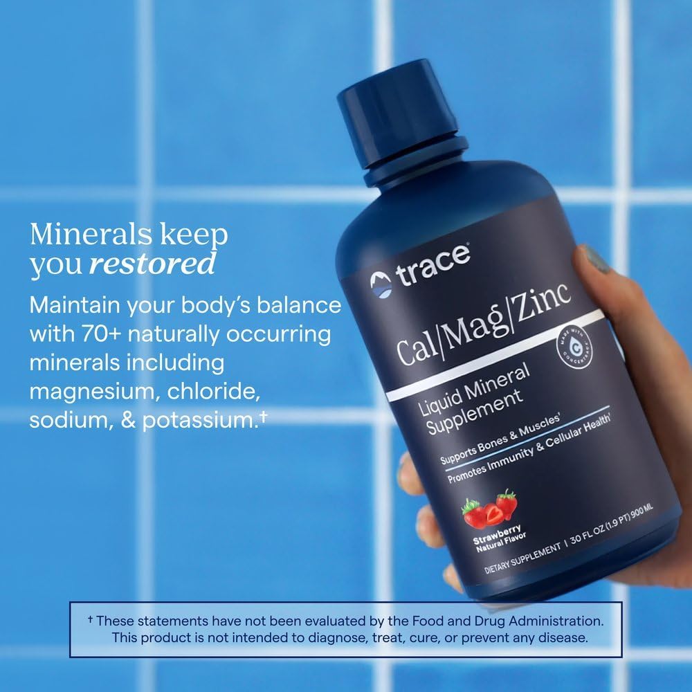Trace Minerals Liquid Cal Mag Zinc with Vitamin D3, 30 fl oz, Strawberry