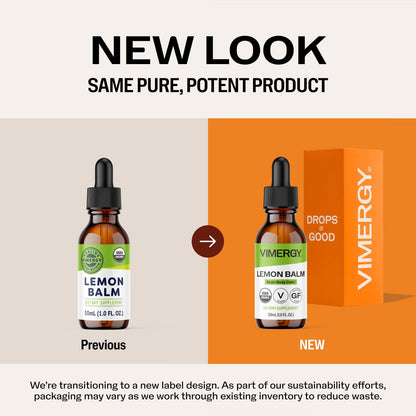 Vimergy USDA Organic Lemon Balm Tincture Herbal Supplement – Can be Used in Tea - Non-GMO, Alcohol-Free –115 mL (1 mL/Serving)