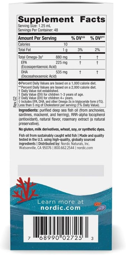 Nordic Naturals Children’s DHA Xtra, Berry Punch - 2 oz for Kids - 880 mg Total Omega-3s with EPA & DHA - Cognitive & Immune Function, Learning, Social Development - Non-GMO - 48 Servings | 880mg omega-3s with EPA & DHA per serving. Supports cognitive fun