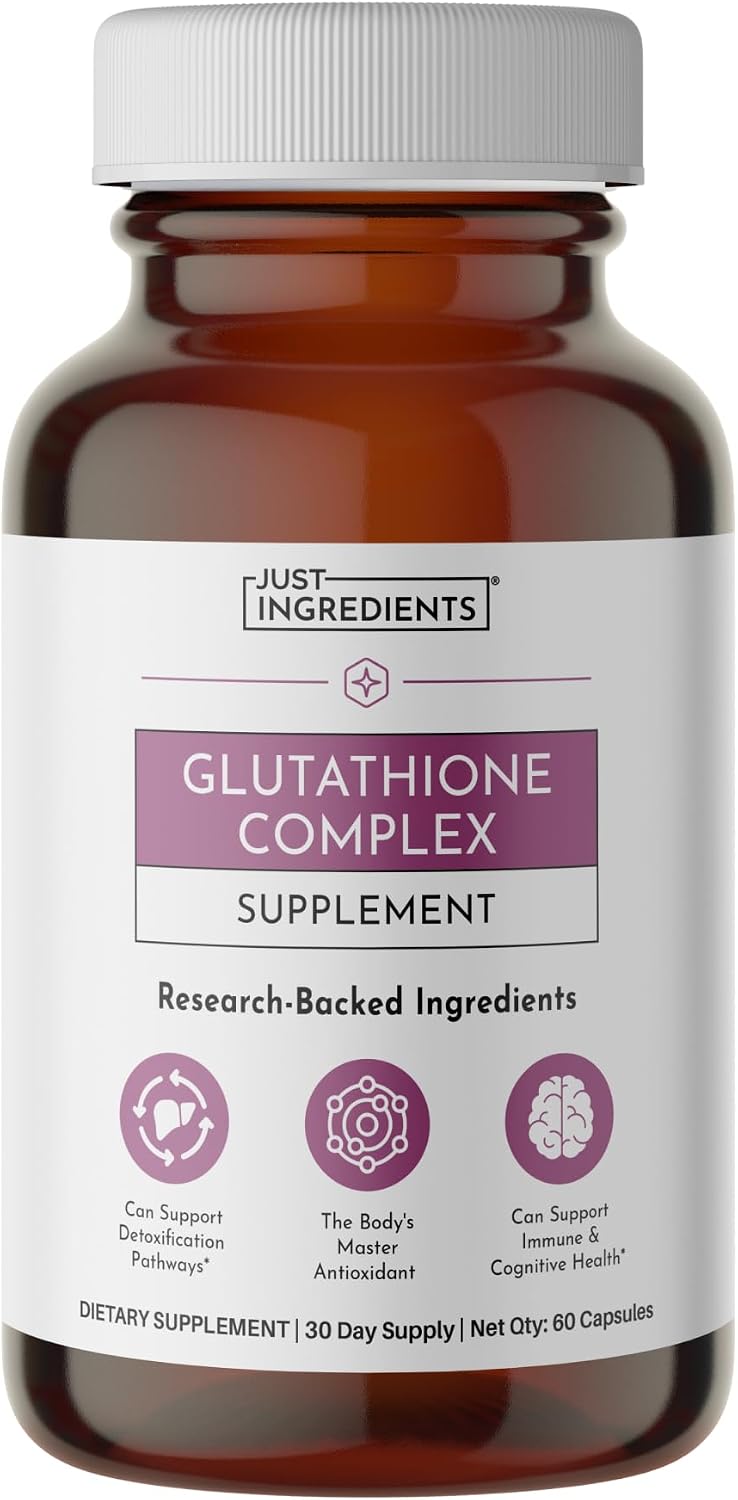 JUST INGREDIENTS Glutathione Complex - Liposomal, S-Acetyl-L-Glutathione, Tributyrin - 60 Capsules