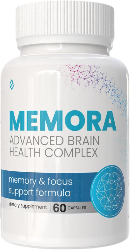 Memora Brain & Memory Support Supplement – Cognitive Function, Mental Clarity & Focus Formula with Lion’s Mane, Bacopa Monnieri, Ginkgo Biloba, Rhodiola & Panax Ginseng – 60 Capsules