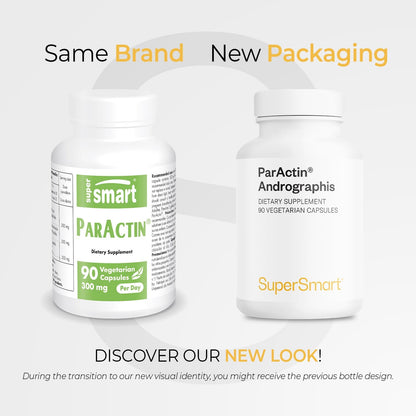 Supersmart - ParActin Supplement 300mg per Day (High Strength) - Andrographis Paniculata | Non-GMO & Gluten Free - 90 Vegetarian Capsules