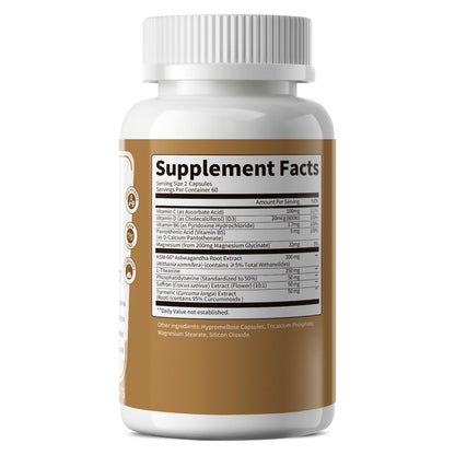 Lukaree Cortisol Supplements for Women and Men, with KSM-66® Ashwagandha | 10-IN-1 Cortisol Reducer with L-Theanine, Magnesium, Saffron & Phosphatidylserine, GMP Quality, 120 Capsules, 60-Day Supply