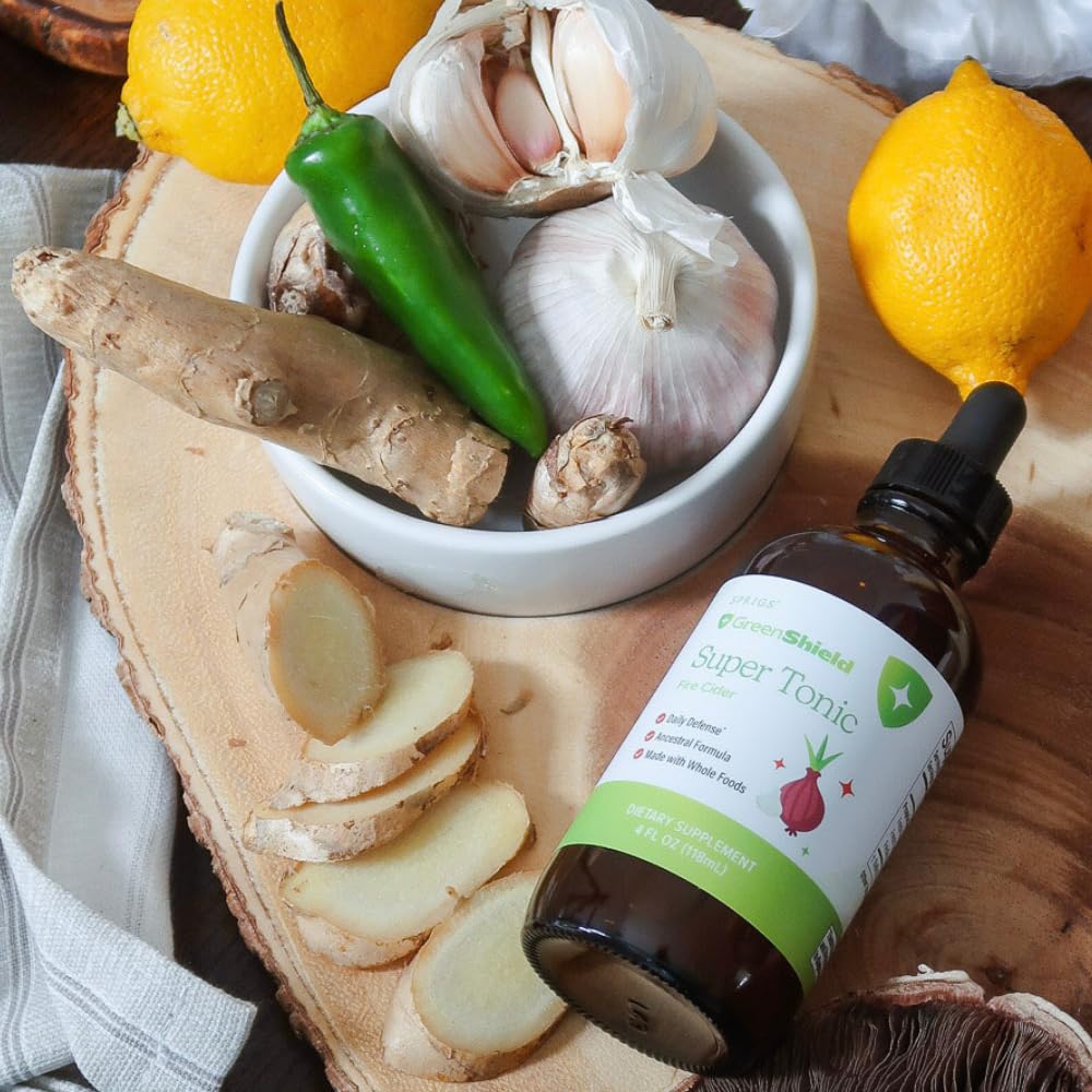SPRIGS Super Tonic Supplement 4 Oz | Fire Cider Daily Immune & Digestive Health Tincture | Support Your Body's Natural Defense with Organic Apple Cider Vinegar & Whole Food, Fresh Ingredients