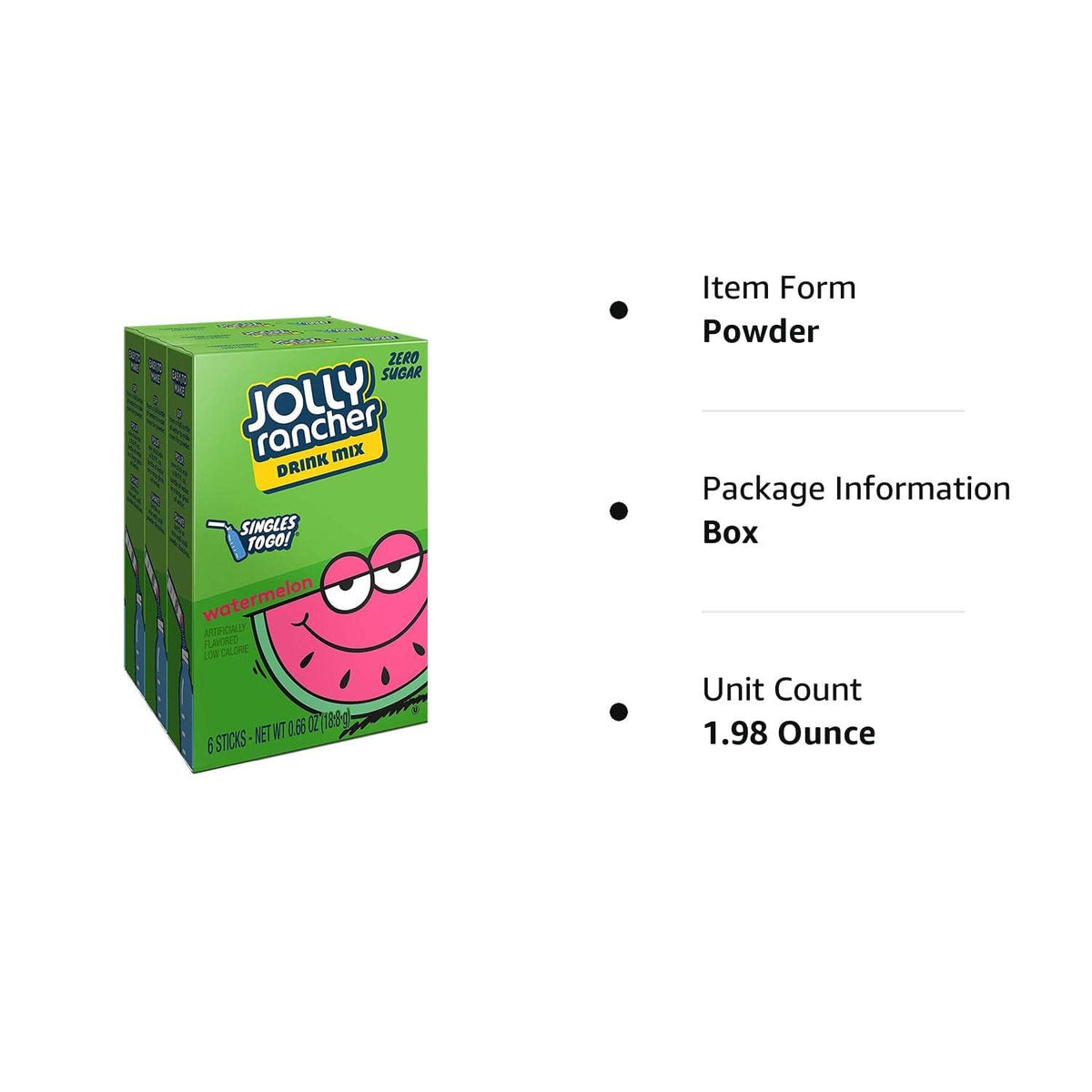 Jolly Rancher Blue Raspberry Singles To Go Drink Mix - 0.65 oz, Pack of 4
