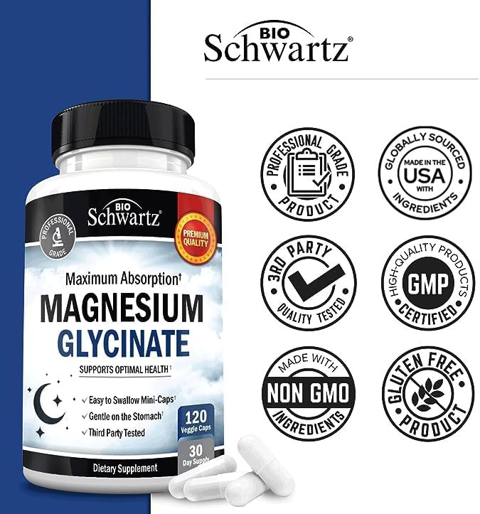 Magnesium Glycinate 500mg Per Serving | Max Absorption | 120 Mini Capsules