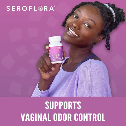 Seroflora Boric Acid Vaginal Suppositories 600 mg 28 Capsules - Boric Acid Pills for Women
