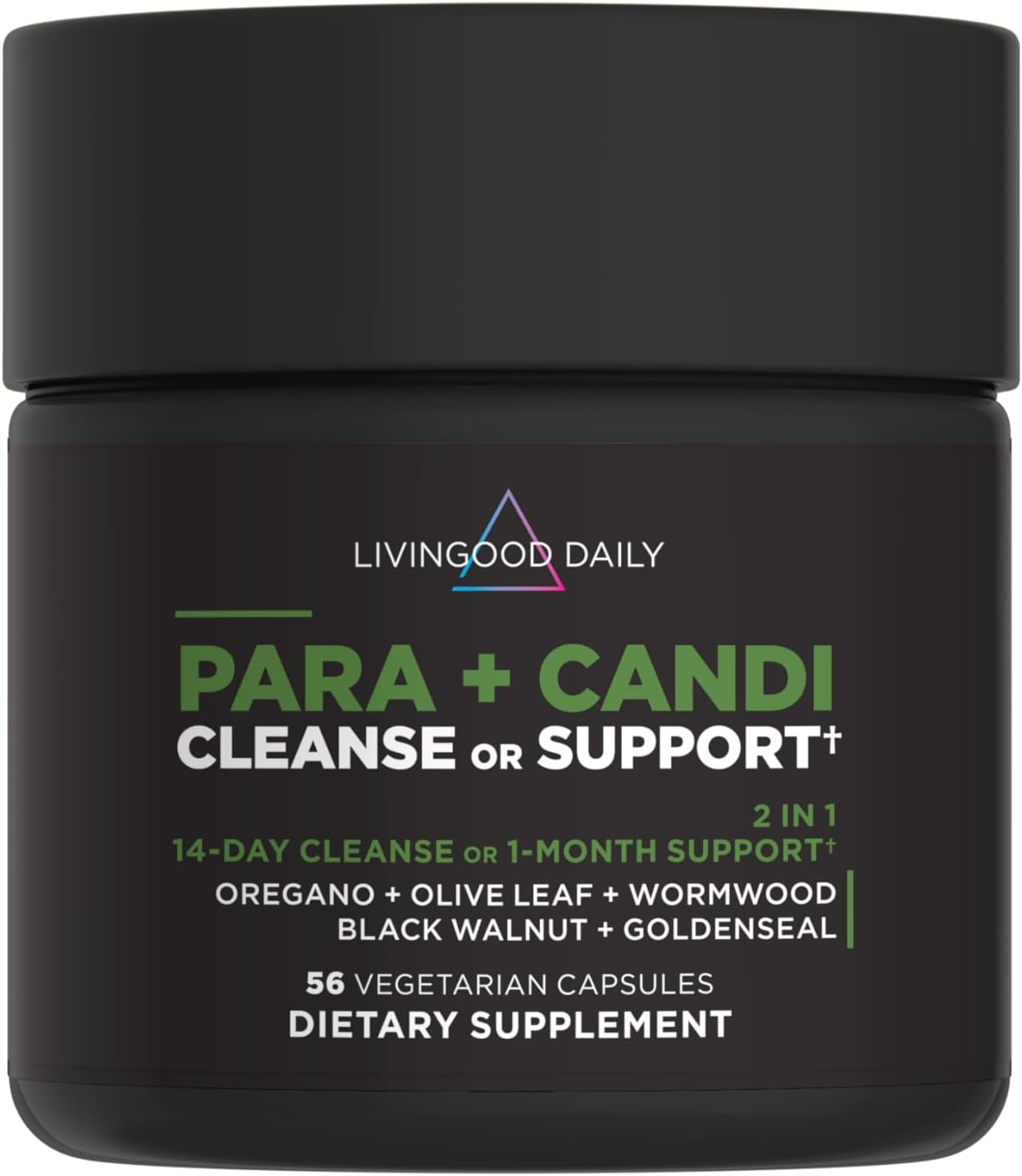 Livingood Herbal Digestive Balance Support with Oregano, Olive Leaf, Wormwood & Black Walnut - 56 Vegetarian Capsules