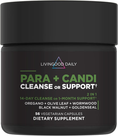 Livingood Herbal Digestive Balance Support with Oregano, Olive Leaf, Wormwood & Black Walnut - 56 Vegetarian Capsules