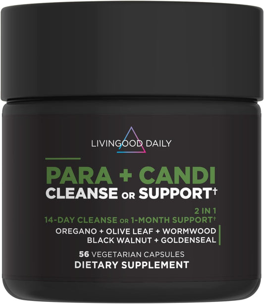 Livingood Herbal Digestive Balance Support with Oregano, Olive Leaf, Wormwood & Black Walnut - 56 Vegetarian Capsules