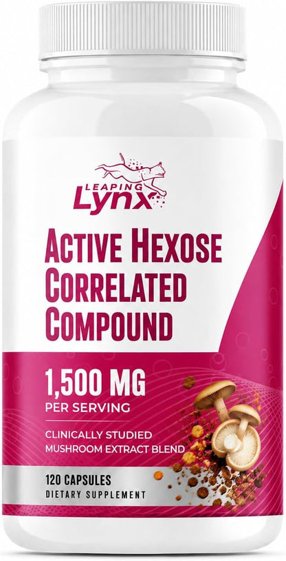 Active Hexose Correlated Compound 1500 mg, Clinically Studied Mushroom Extract for Immune System Support & Cellular Defense | 120 Capsules (40-Day Supply) | Non-GMO, Shiitake, Lion's Mane, Turkey Tail