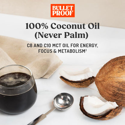 Bulletproof C8 & C10 MCT Oil, 100% Pure Coconut Oil, Triple-Distilled for Sustained Keto Energy, Unflavored, No Additives or Fillers, Non-GMO, 16 oz