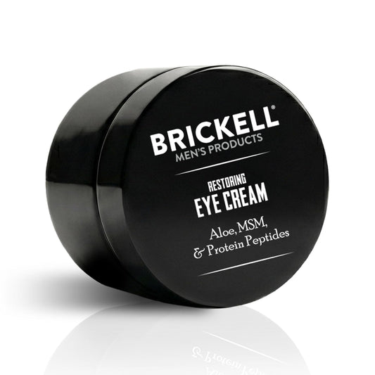 Brickell Men's Restoring Under Eye Cream for Men, Anti Aging Eye Balm To Reduce Puffiness, Wrinkles, Dark Circles, Crows Feet & Eye Bags, Caffeine, Hyaluronic Acid & Protein Peptides, 0.5oz, Unscented