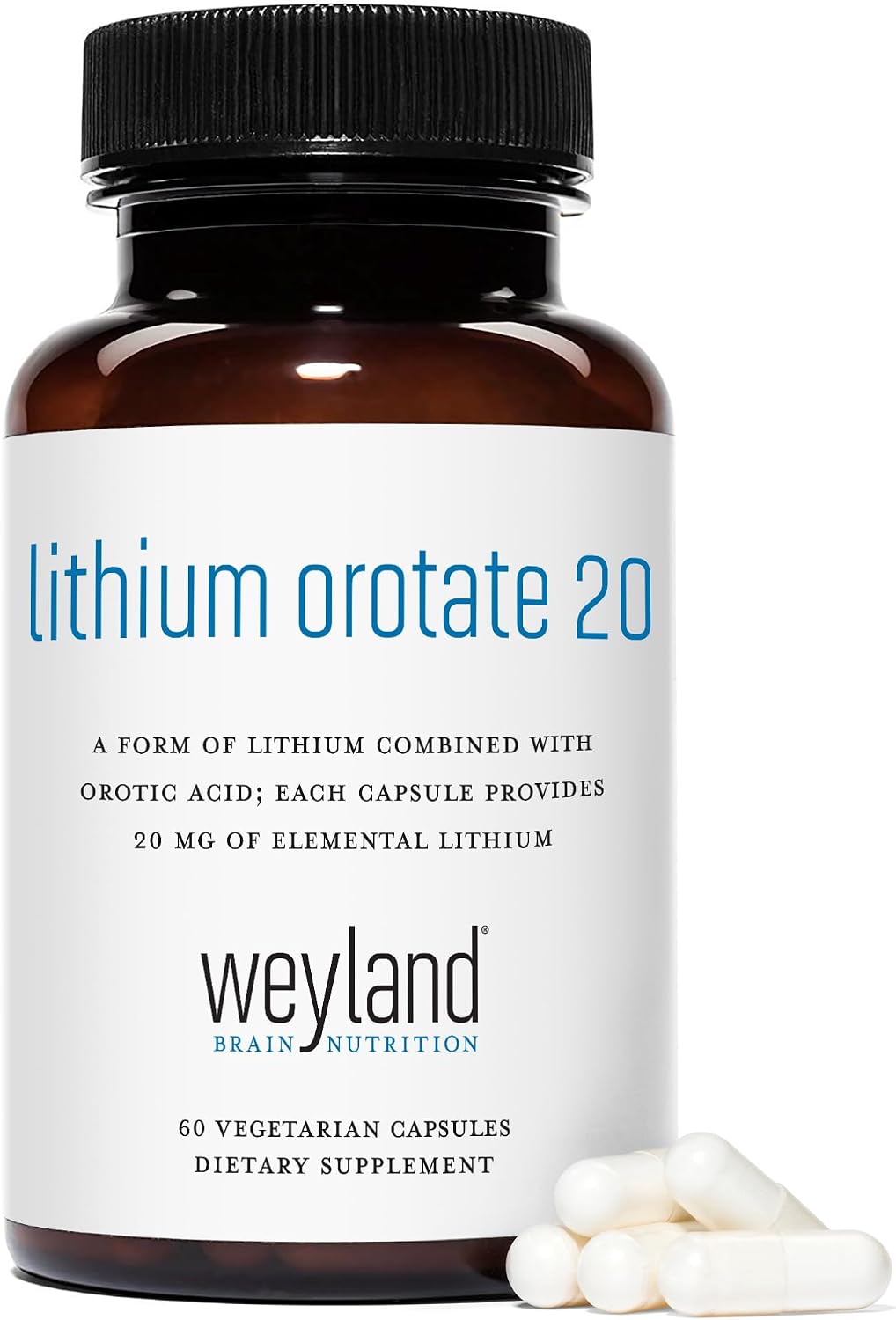 Lithium Orotate - 20mg of Elemental Lithium, 60 Vegetarian Capsules (120 Count (Pack of 2))