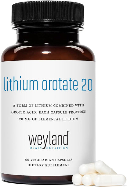 Lithium Orotate - 20mg of Elemental Lithium, 60 Vegetarian Capsules (120 Count (Pack of 2))