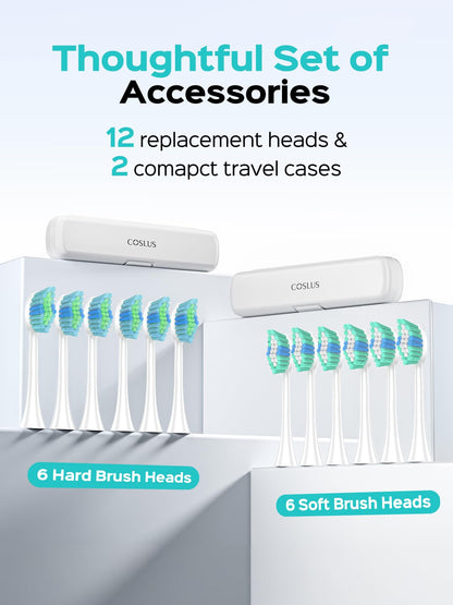 COSLUS C40 Sonic Electric Toothbrush for Adults & Family, Black, 1PC
