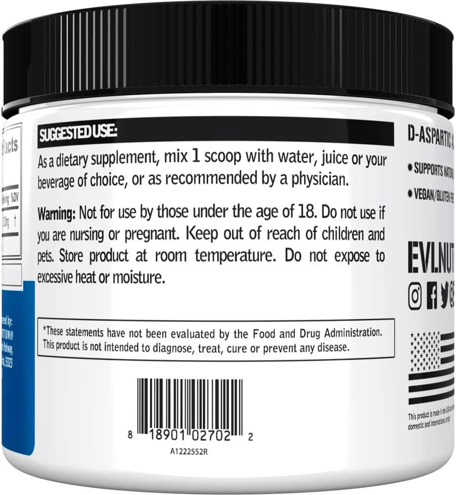 D Aspartic Acid Testosterone Booster for Men - 3120mg DAA D-Aspartic Acid Pre Workout Powder Muscle Builder for Men 3.12g - Men's Health Supplement for Enhanced Drive Potency and Vigor - Unflavored
