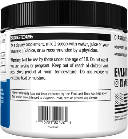 D Aspartic Acid Testosterone Booster for Men - 3120mg DAA D-Aspartic Acid Pre Workout Powder Muscle Builder for Men 3.12g - Men's Health Supplement for Enhanced Drive Potency and Vigor - Unflavored