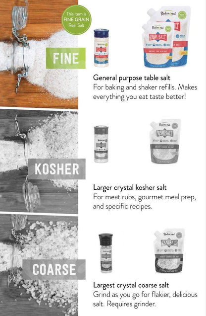 Redmond Real Sea Salt - Natural Unrefined Gluten Free Fine, 10 Ounce Shaker (2 Pack)