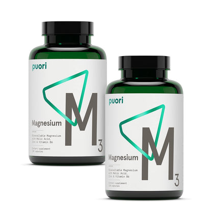 Puori Magnesium Complex Supplement - High Absorption Magnesium Taurinate & Gluconate, Zinc, Vitamin B6 & Malic Acid for Sleep Support, Immune & Bone Health & Muscle Recovery - 120 Vegan Capsules