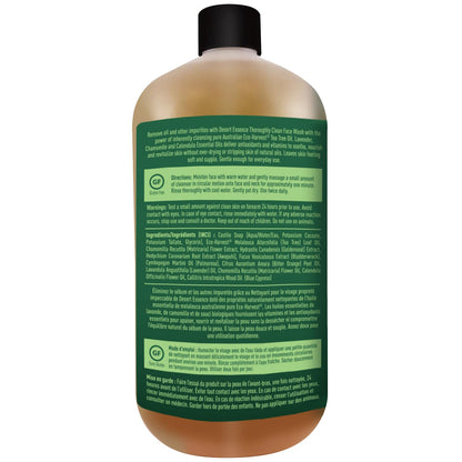 Desert Essence Tea Tree Face Wash 32 fl oz - Facial Cleanser with Natural Tea Tree Oil for Daily Use - Gentle Castile Formula for Sensitive and Oily Skin - Vegan and Cruelty-Free