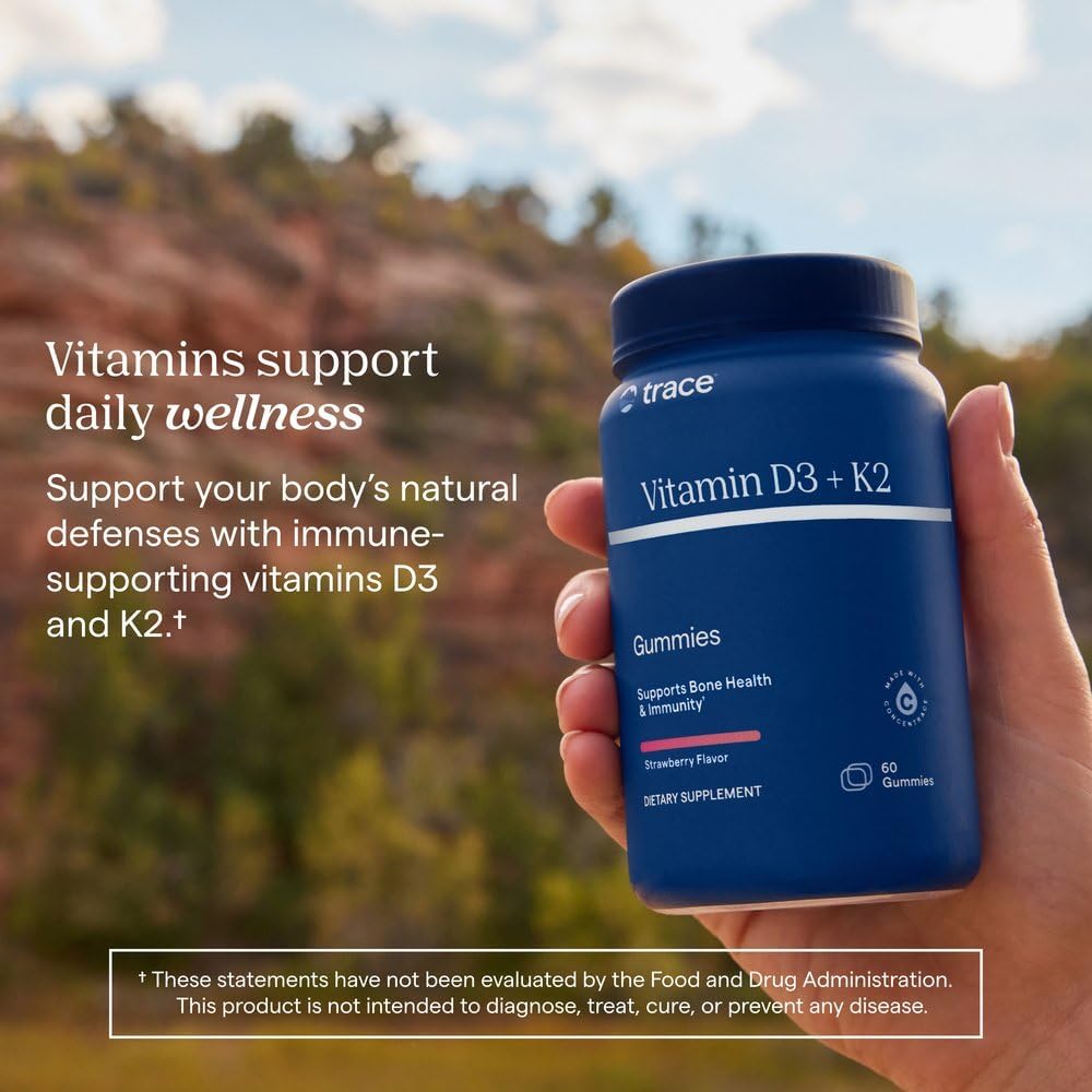 Trace Minerals Vitamin D3 + K2 Gummies, 60 Servings, Strawberry