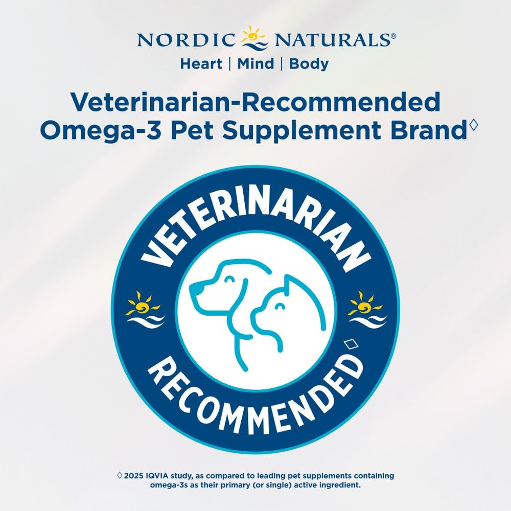 Nordic Naturals Omega-3 Pet, 1380mg Fish Oil for Dogs w/EPA DHA - 16oz | Delivers 1380 mg of omega-3s per teaspoon with EPA and DHA to support heart health, immunity, and overall vitality in dogs