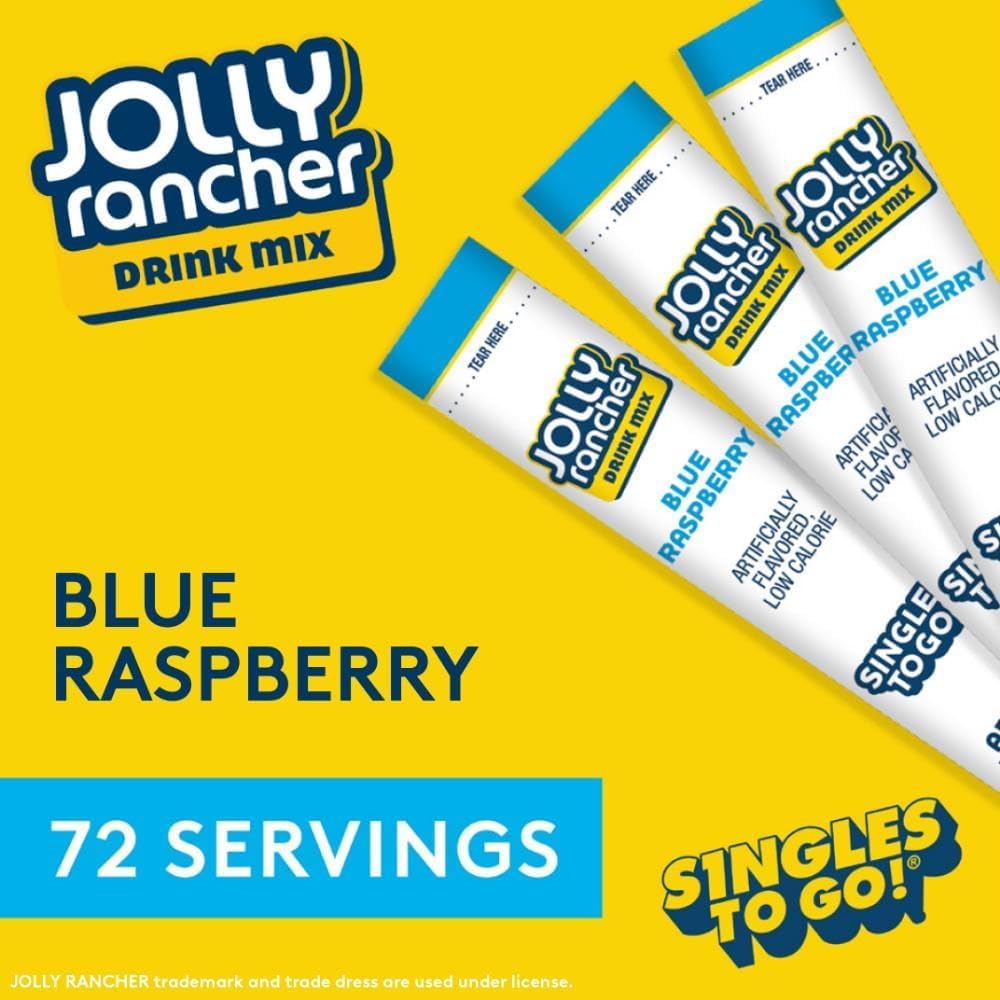Jolly Rancher Blue Raspberry Singles To Go Drink Mix - 0.65 oz, Pack of 4
