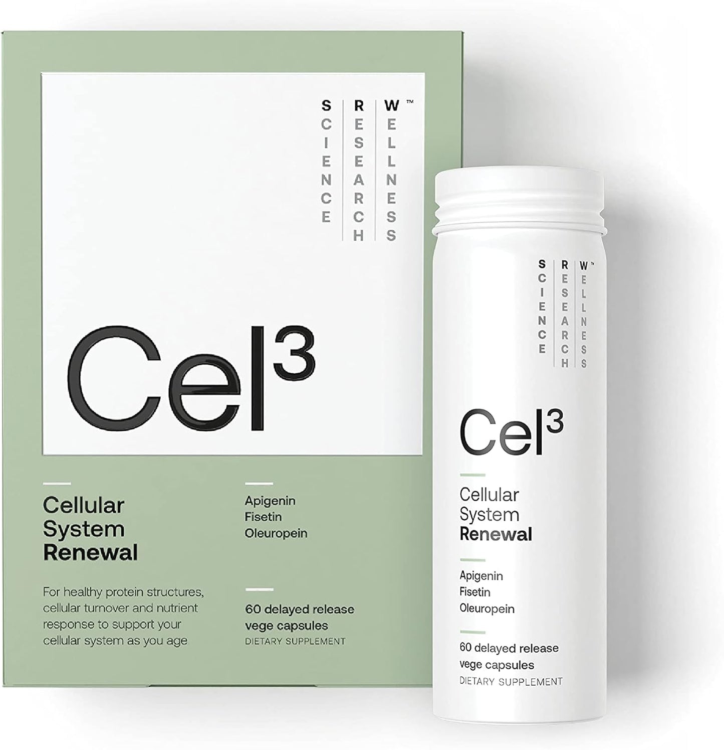 SRW Laboratories Cel³ Renewal | Supports Youthful Cell Function and Renewal, Eliminates Cellular Waste and Supports Healthy Aging | 60 Capsules