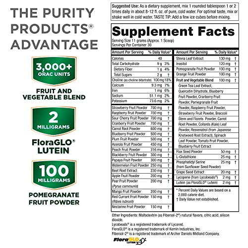 Purity Products Super Reds Powder Phytonutrient Superfood Drink Mix w/FloraGLO Lutein