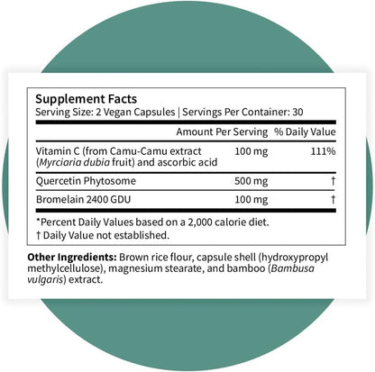 Pattern Wellness Quercetin Supplement with Bromelain - Immune Function & Cellular Health Support - Antioxidant & Whole Body Wellness - 60 Vegan Capsules