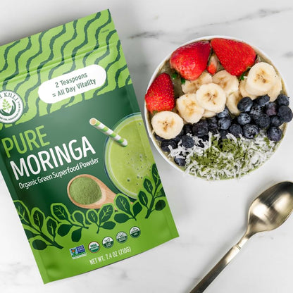 Kuli Kuli Moringa Oleifera Organic Leaf Powder & Green Smoothie, 100% Pure USDA