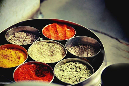 IndiaBigShop Stainless steel Spice box Kitchen Masala Dabba 7 Container Double Lid