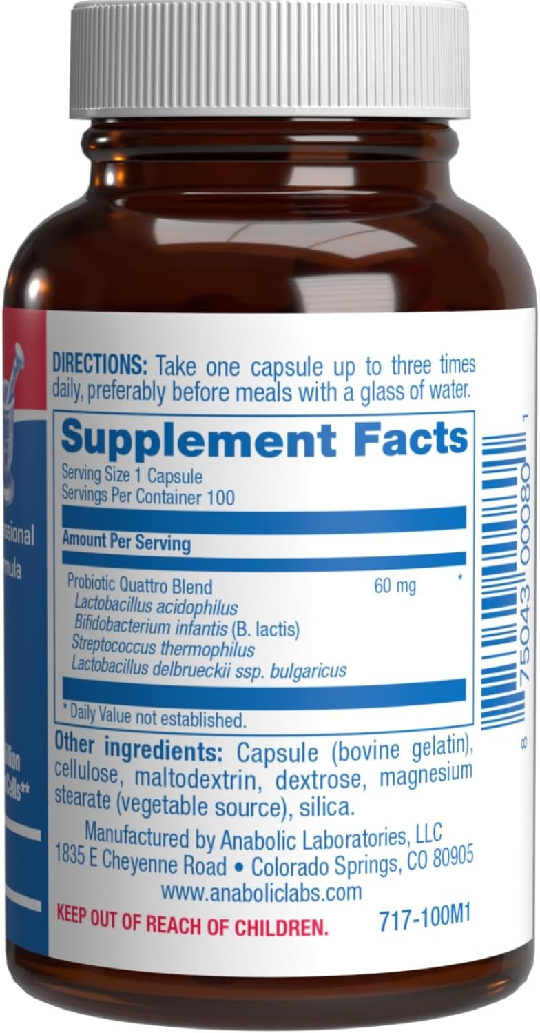 Advanced Digestive Probiotics for Women & Men - 4 in 1 Quadbiotic for Women & Men with Lactobacillus and Bifidobacterium Probiotics for Digestive Health Bloating and Constipation - 100 Servings