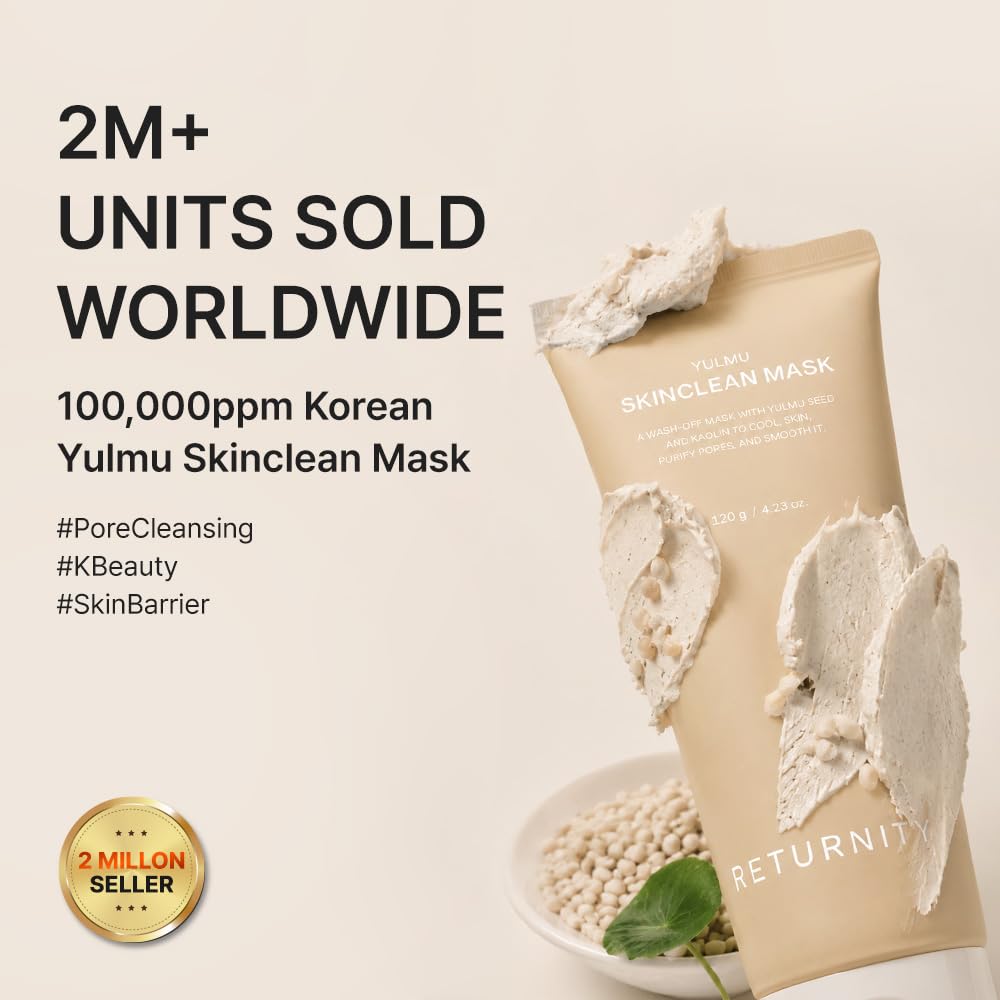 RETURNITY Yulmu Skinclean Mask, Gentle Exfoliating Wash-off Face Mask with Coix seed Extract for Pores and Uneven Skin, 120g Korean Skincare