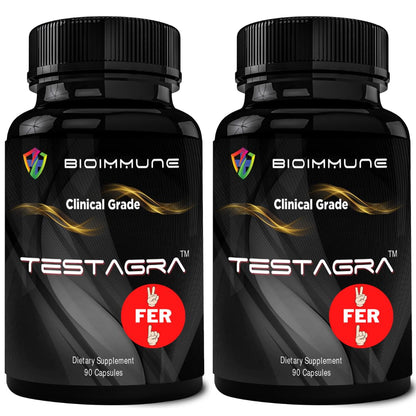 BioImmune TESTAGRA Testosterone Booster for Men. 10X Concentrated- 90 Capsules - Increase Lean Muscle Energy Drive Strength. Saw Palmetto, Tribulus, Tongkat Ali, Horny Goat Weed, Zinc