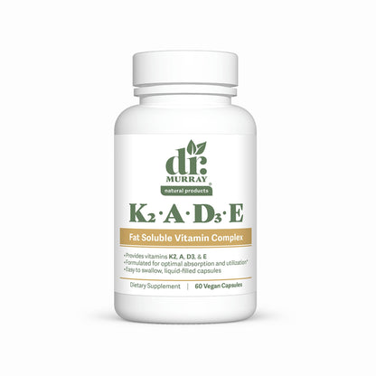 Dr. Murray's Vitamin K2-D3-A-E Liquid Vegan Capsules - Synergistic Fat-Soluble Blend | Bone, Vascular & Immune Support | Third-Party Tested | Clean Formulation | No Artificial Additives | 30 Count