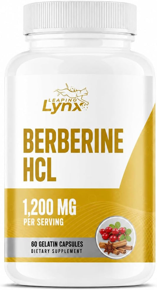 Berberine HCl 1200mg - 60 Capsules - High Absorption Berberine Supplement - Non-GMO, Gluten-Free & Third Party Tested - 30-Day Supply